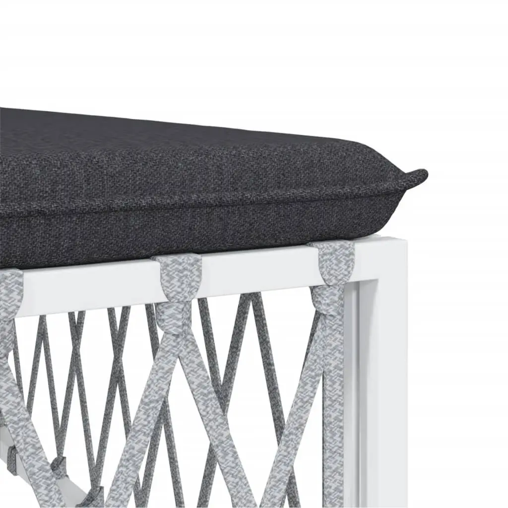 7 Piece Garden Lounge Set White Outdoor Furniture Sofa with Cushions Steel Frame