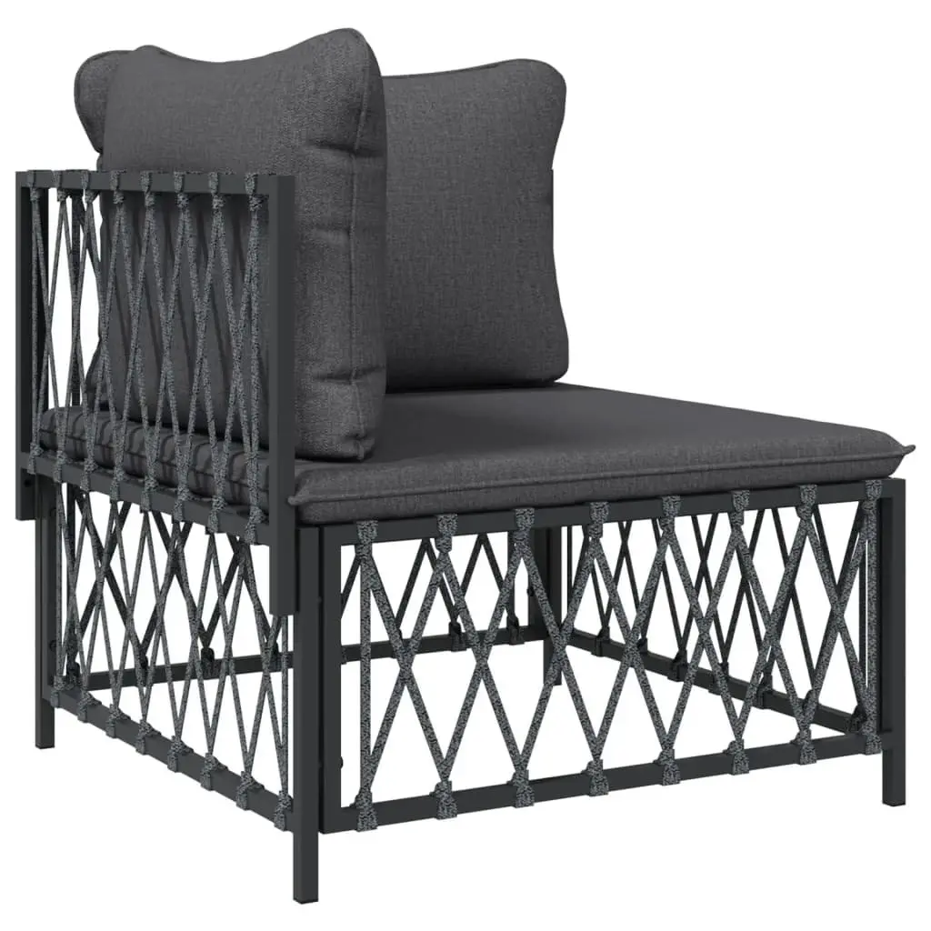 Modular Garden Lounge Set 7 Piece Anthracite Steel Frame Outdoor Sofa with Cushions