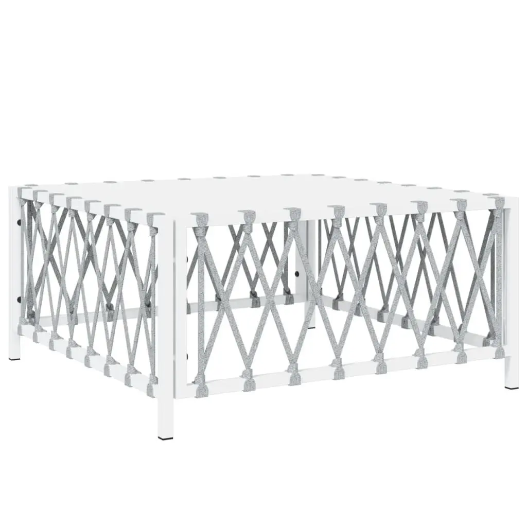 Garden Lounge Set 8 Piece Outdoor Sofa White Woven Fabric Steel Frame Cushions