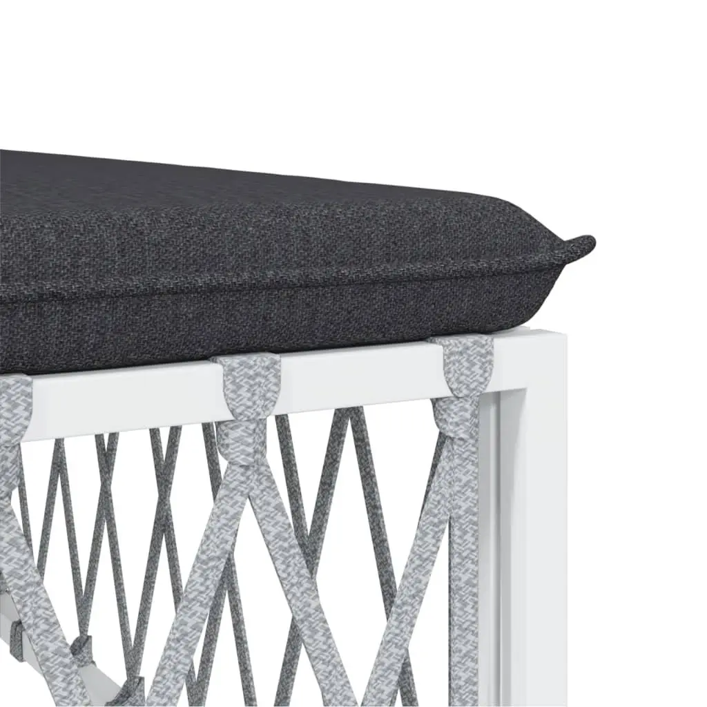Garden Lounge Set 8 Piece Outdoor Sofa White Woven Fabric Steel Frame Cushions