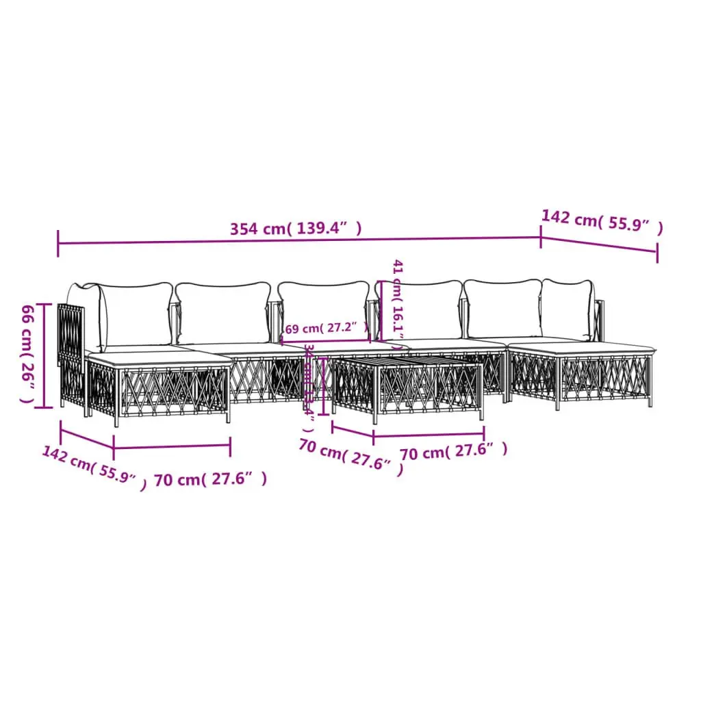 Garden Lounge Set Modular Outdoor Furniture with Cushions 8 Piece Anthracite
