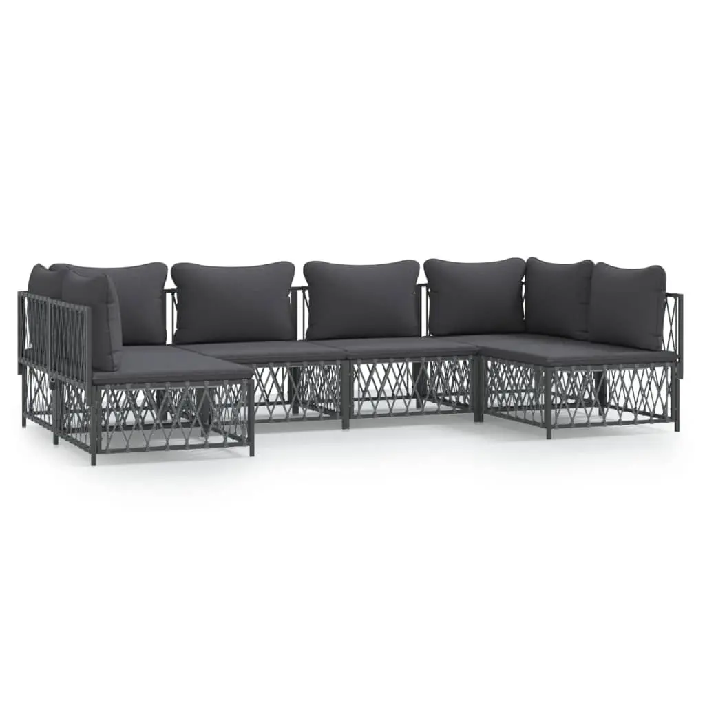 Garden Lounge Set 6 Piece Outdoor Furniture Anthracite Modular Sofa Cushions