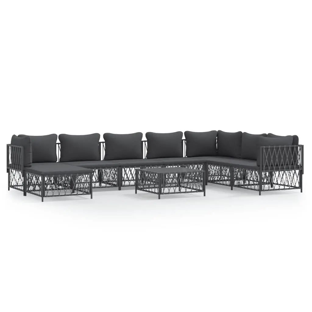 9 Piece Garden Lounge Set Anthracite Outdoor Furniture Modular Sofa with