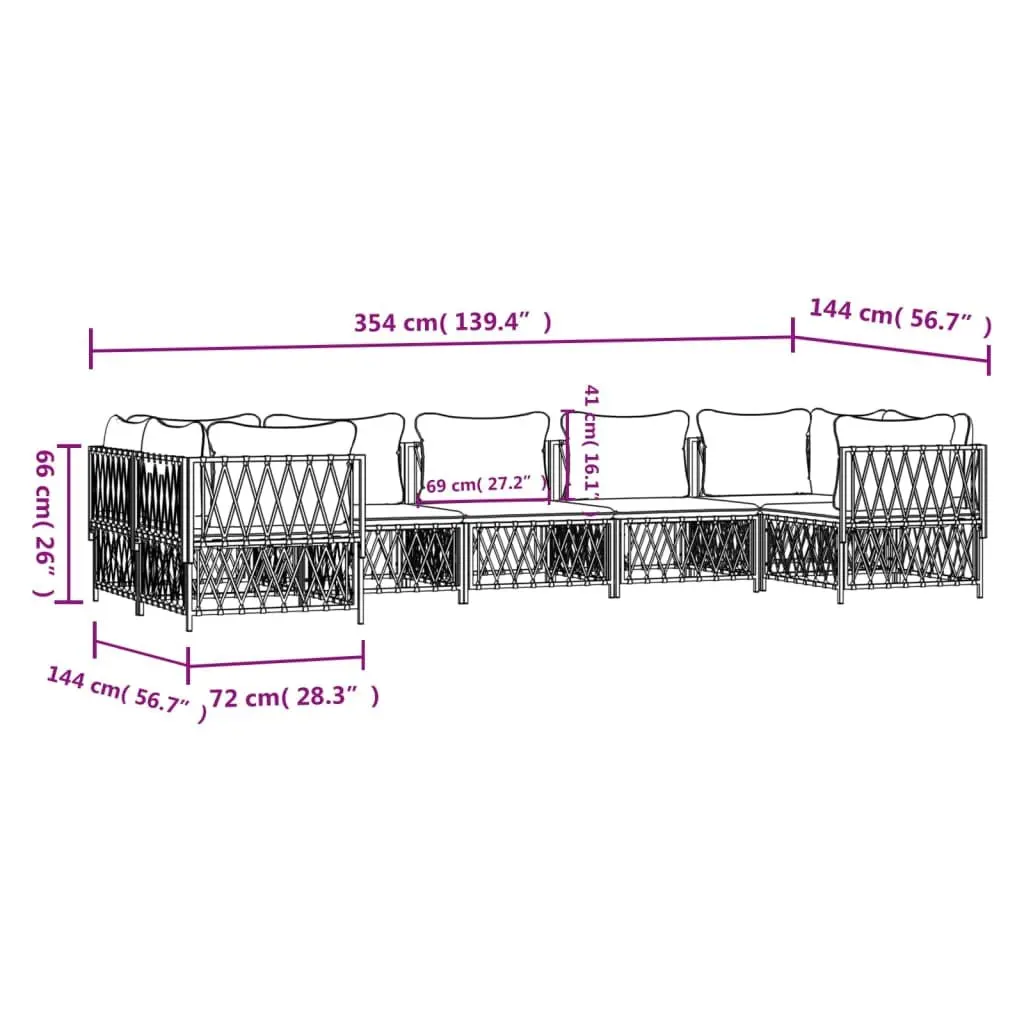Garden Lounge Set 7 Piece Outdoor Furniture Modular Sofa with Cushions