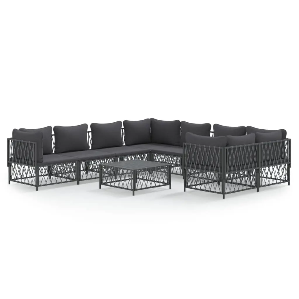 Garden Lounge Set 9 Piece Outdoor Furniture Modular Sofa Anthracite Steel Frame