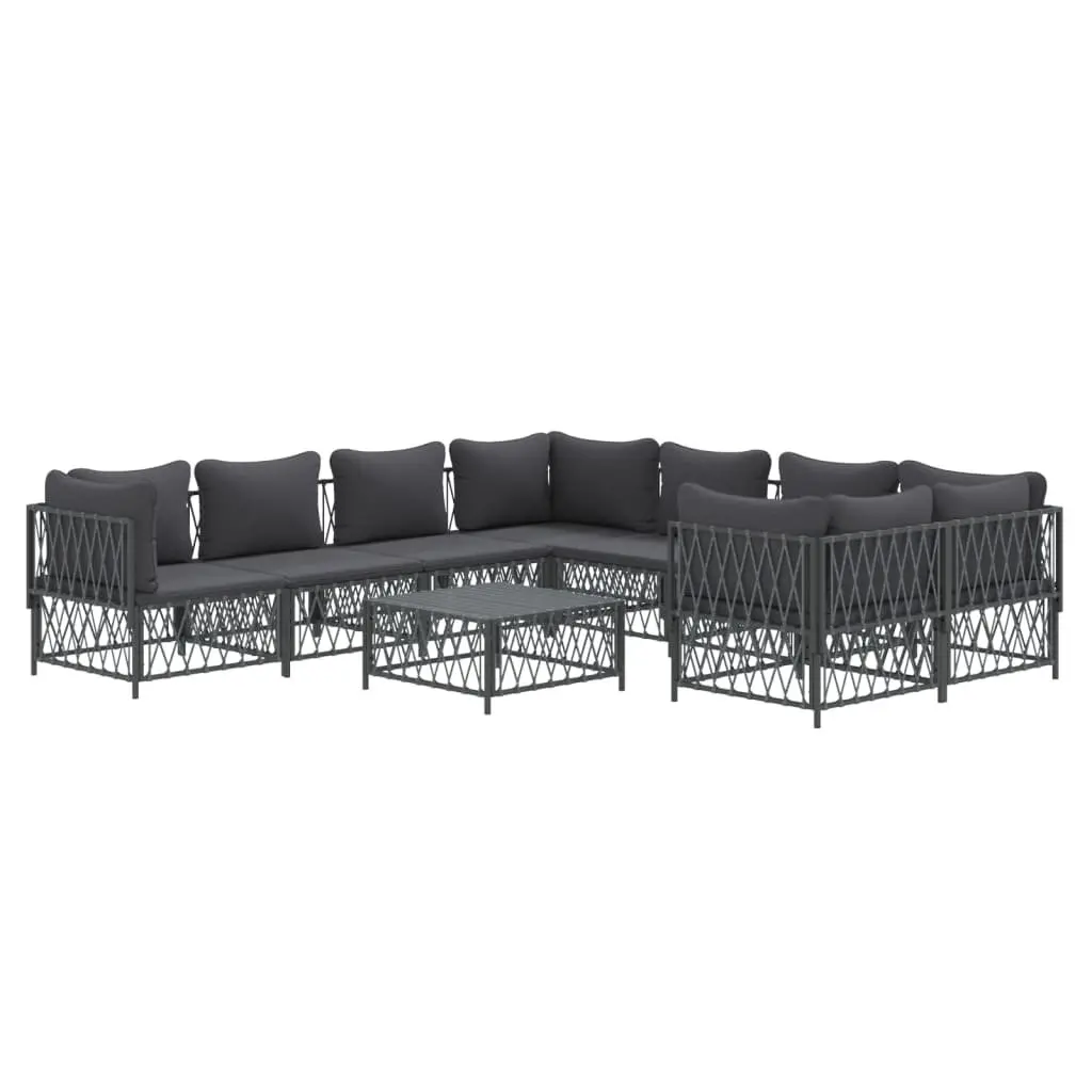 Garden Lounge Set 9 Piece Outdoor Furniture Modular Sofa Anthracite Steel Frame