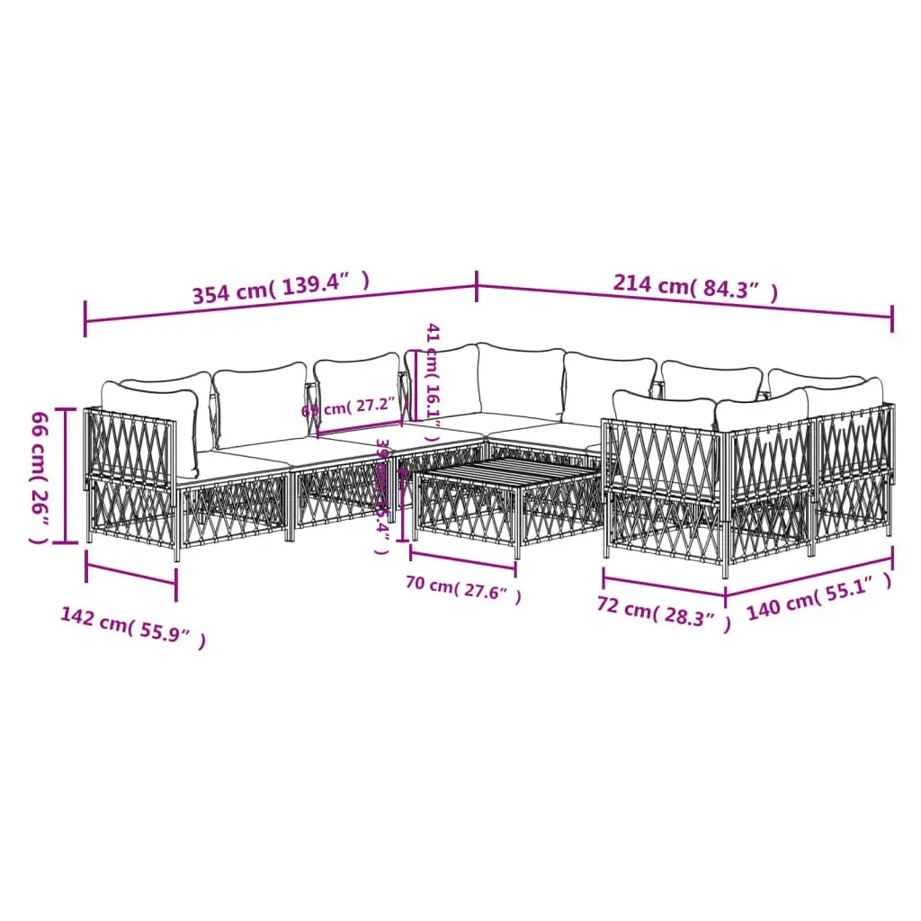 Garden Lounge Set 9 Piece Outdoor Furniture Modular Sofa Anthracite Steel Frame