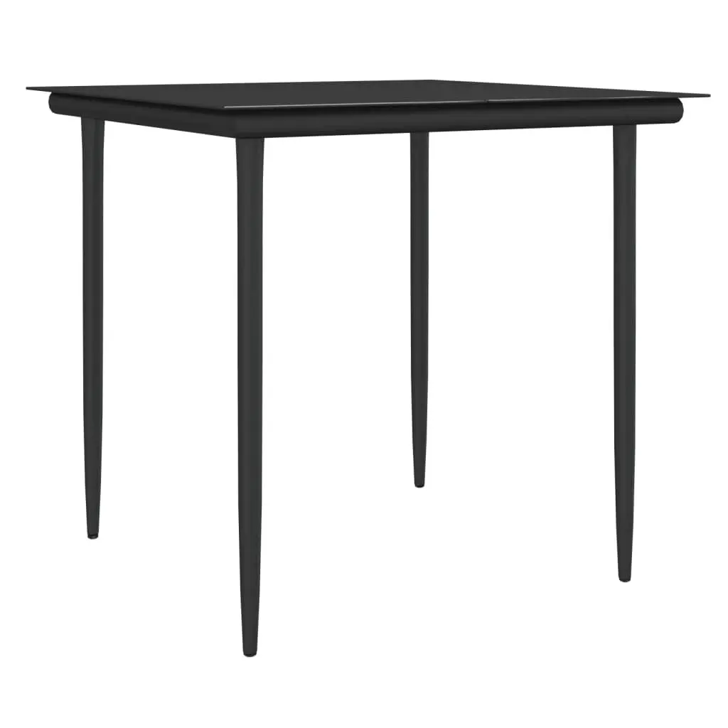 Garden Dining Set 5 Piece Outdoor Furniture Weather Resistant Poly Rattan Steel Frame Glass Table