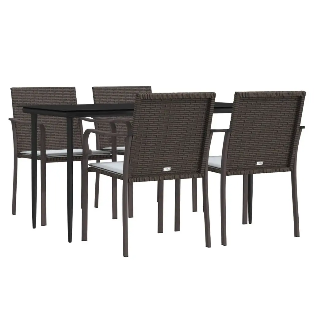 Garden Dining Set 5 Piece Outdoor Furniture Weather Resistant Poly Rattan Steel with Cushions