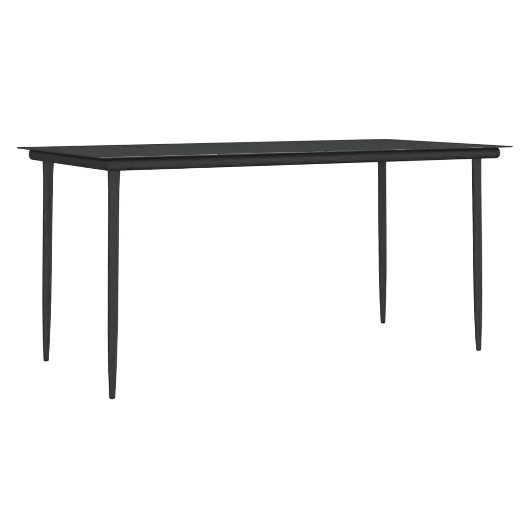 Garden Dining Set 5 Piece Poly Rattan Steel Frame Patio Table with Tempered Glass Top
