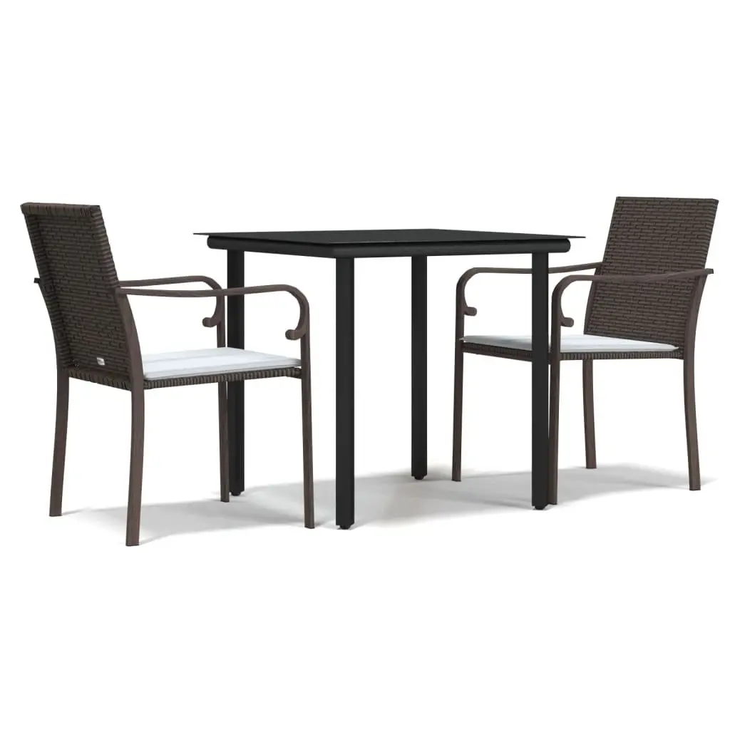 Garden Dining Set 3 Piece Outdoor Furniture Poly Rattan Steel Frame with