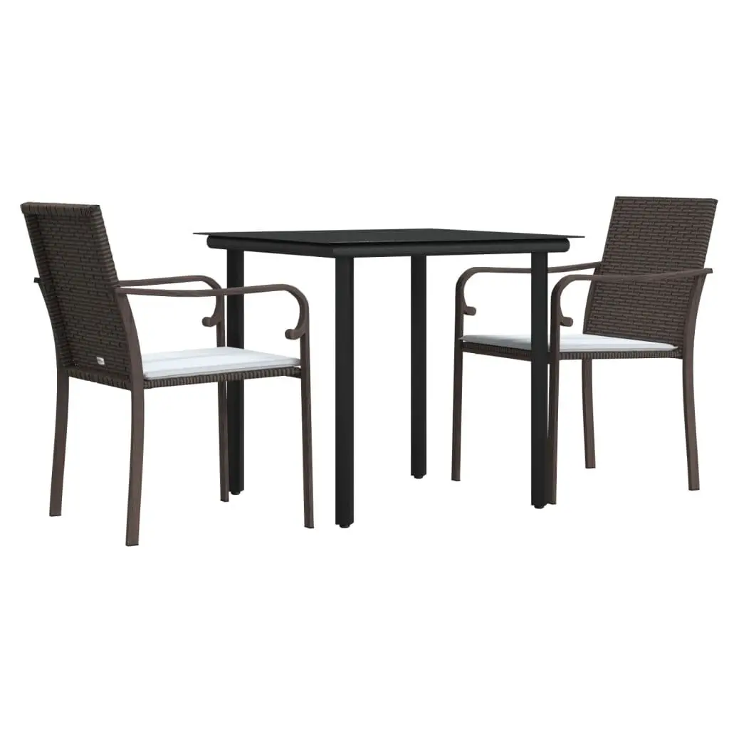 Garden Dining Set 3 Piece Outdoor Furniture Poly Rattan Steel Frame with
