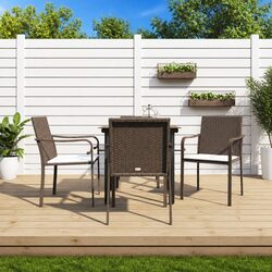 5 Piece Garden Dining Set with Rattan and Cushions