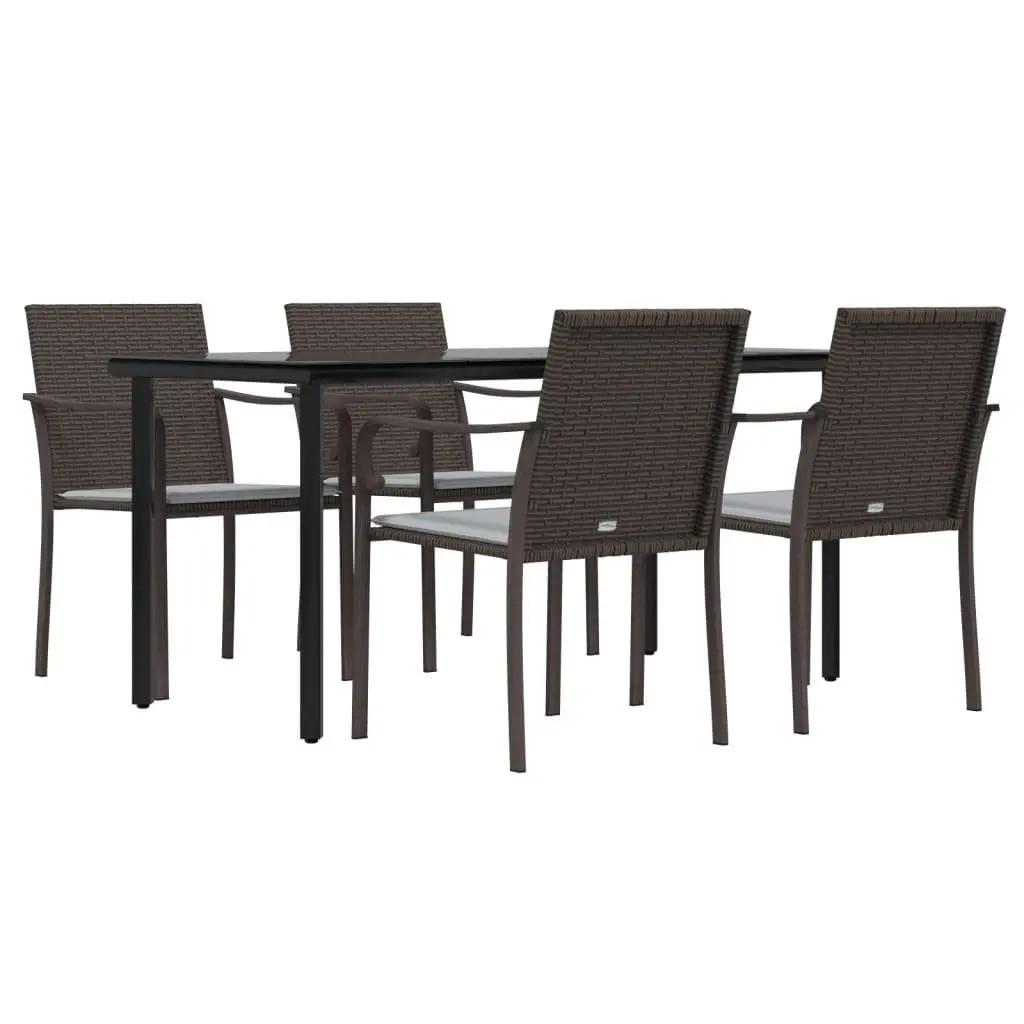 Garden Dining Set 5 Piece Outdoor Furniture with Cushions Poly Rattan Steel