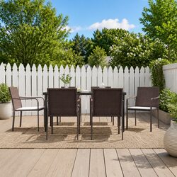 Garden Dining Set 7 Piece Outdoor Patio Furniture with Cushions Poly Rattan