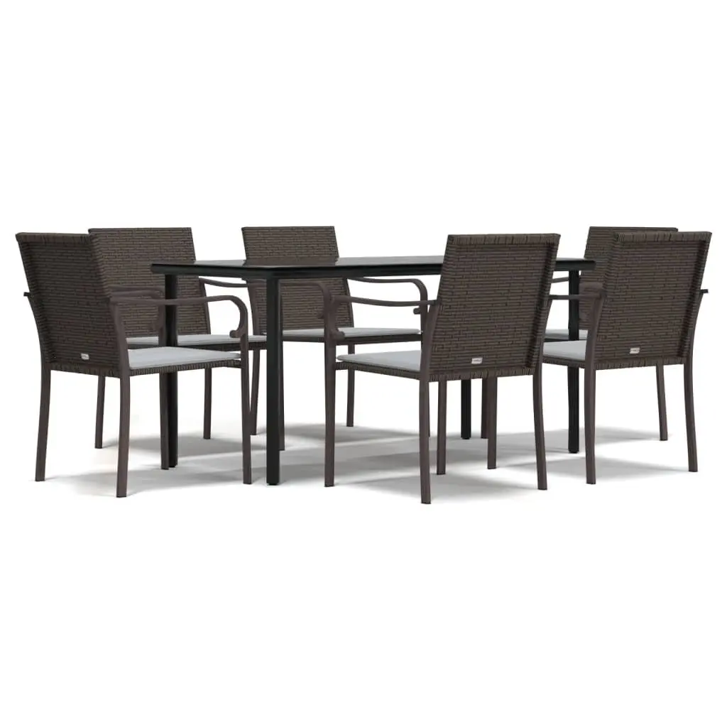 Garden Dining Set 7 Piece Outdoor Patio Furniture Poly Rattan with Cushions