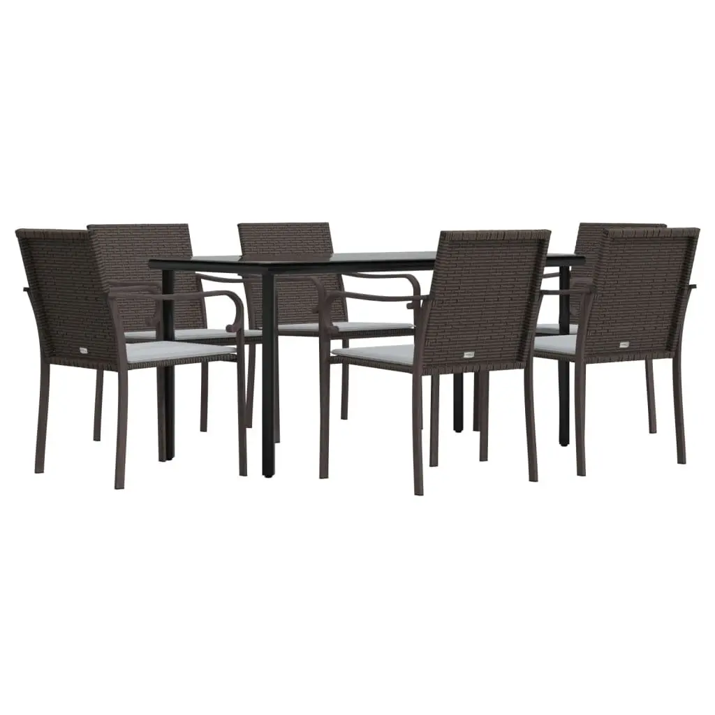 Garden Dining Set 7 Piece Outdoor Patio Furniture Poly Rattan with Cushions