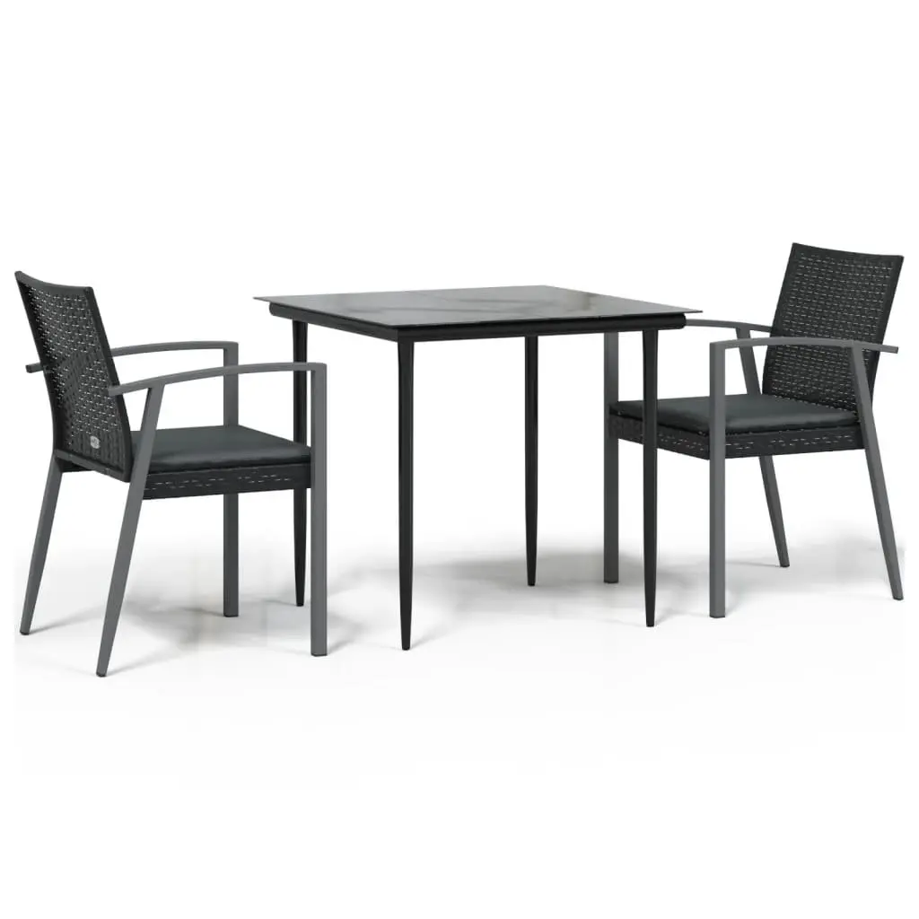Garden Dining Set 3 Piece Outdoor Furniture Weather Resistant Poly Rattan Steel