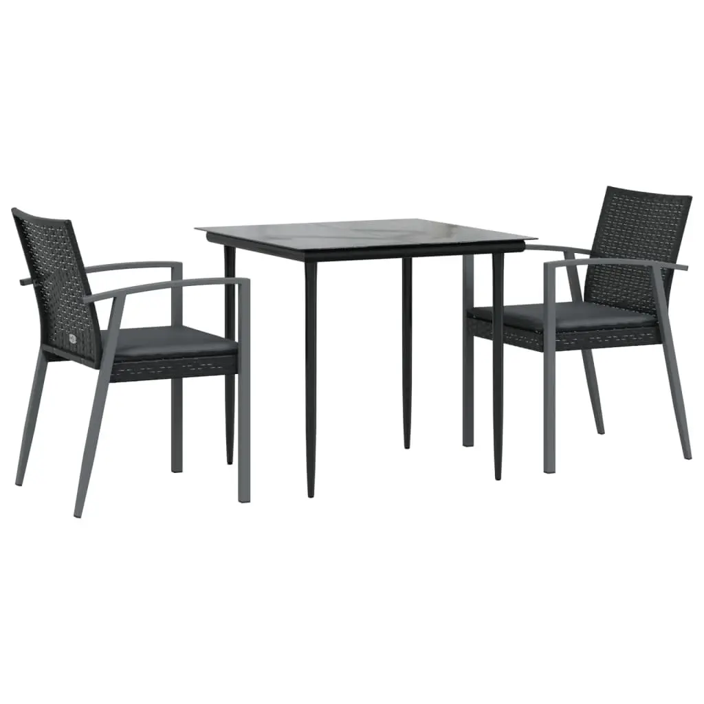 Garden Dining Set 3 Piece Outdoor Furniture Weather Resistant Poly Rattan Steel