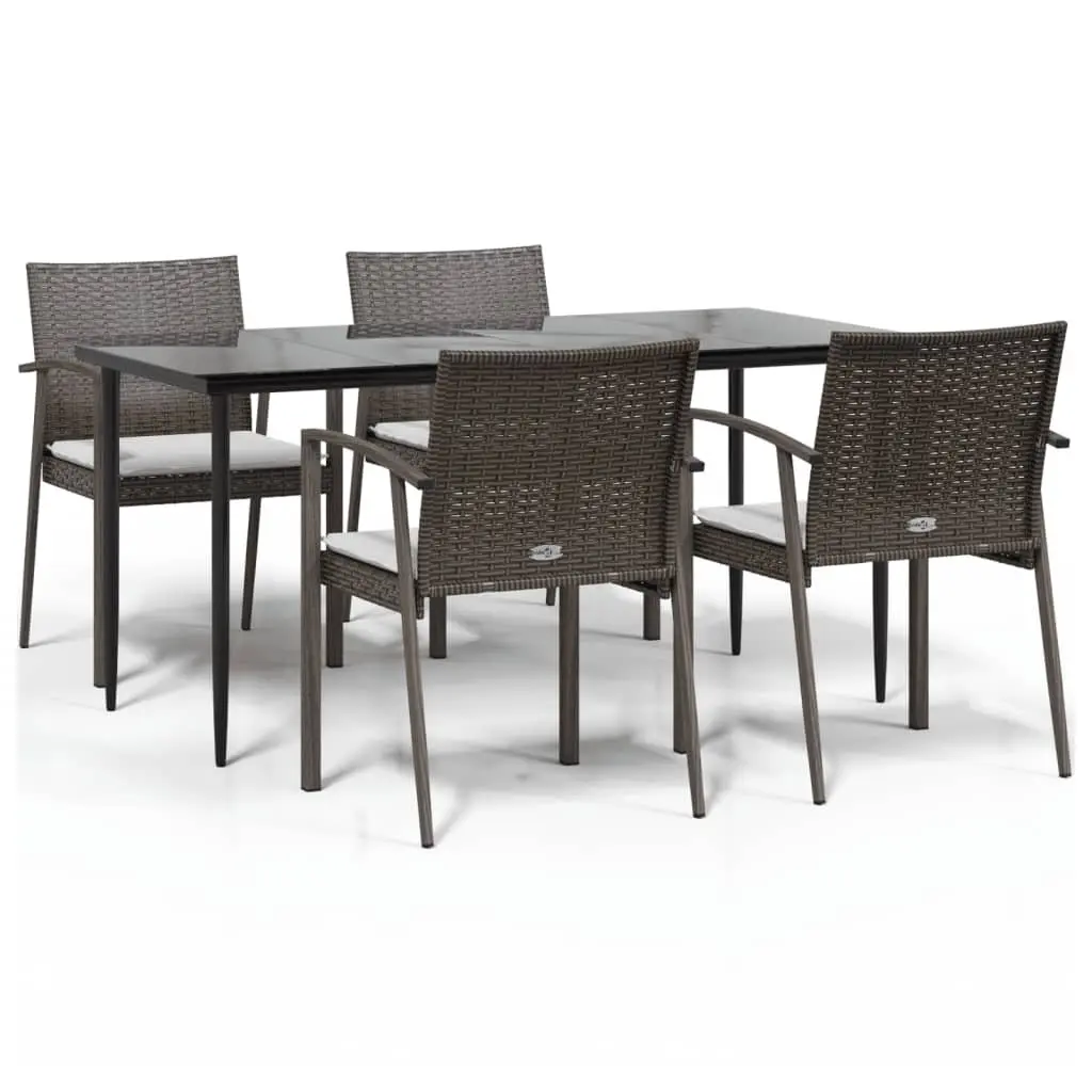 Garden Dining Set Weather-Resistant Poly Rattan 5 Piece Outdoor Patio Furniture with Cushions