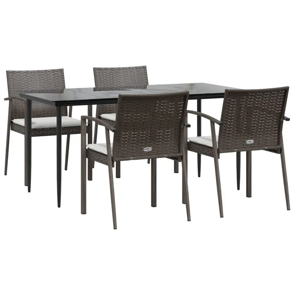 Garden Dining Set Weather-Resistant Poly Rattan 5 Piece Outdoor Patio Furniture with Cushions