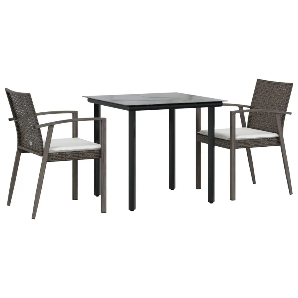 Garden Dining Set 3 Piece Outdoor Furniture Weather-resistant PE Poly Rattan Steel Patio Table Chairs