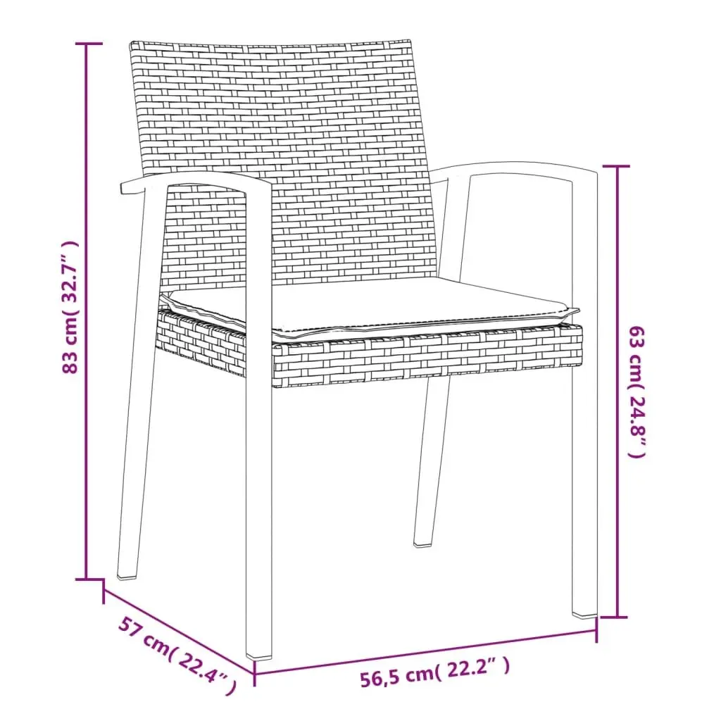 Garden Dining Set 3 Piece Outdoor Furniture Weather-resistant PE Poly Rattan Steel Patio Table Chairs