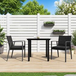 Garden Dining Set 3 Piece Outdoor Furniture Poly Rattan Steel Chairs Table