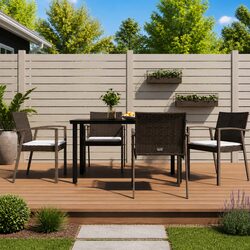 Garden Dining Set 5 Piece Outdoor Furniture Poly Rattan Steel Table Chairs