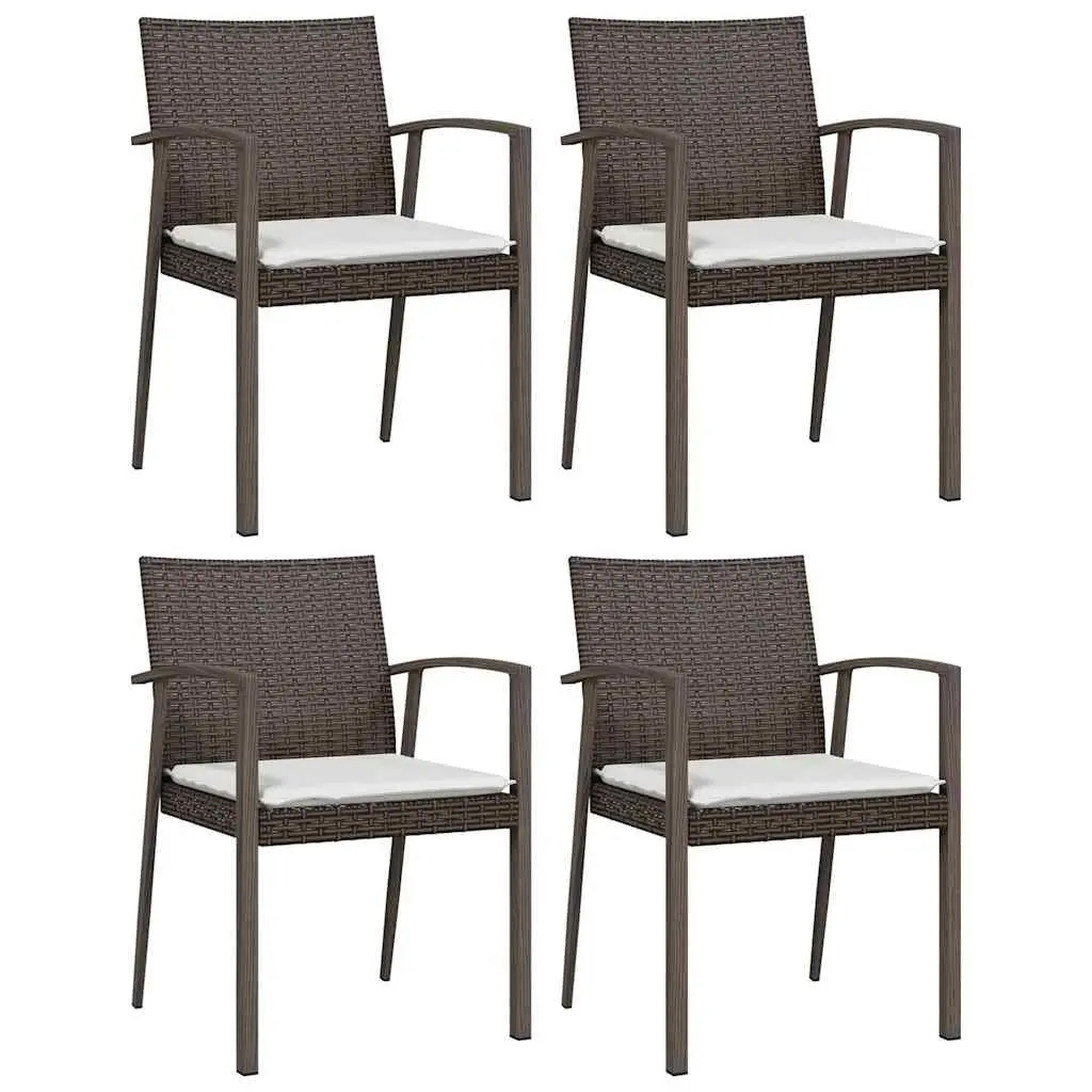 Garden Dining Set Weather-Resistant Poly Rattan 5 Piece Outdoor Furniture with Steel Frame and Tempered Glass Tabletop
