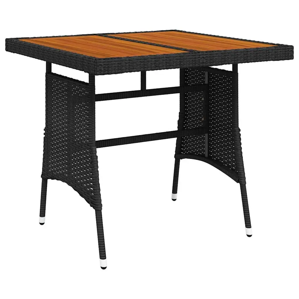 Garden Dining Table Black 70x70x72cm Outdoor Patio Furniture Acacia Wood Rattan