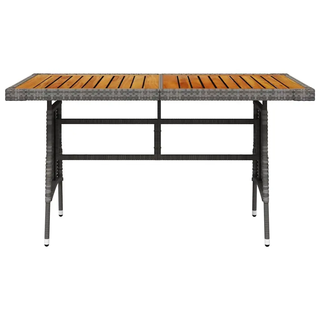 Garden Dining Table Grey Solid Acacia Wood Top Powder-Coated Steel Frame 130x70x72cm