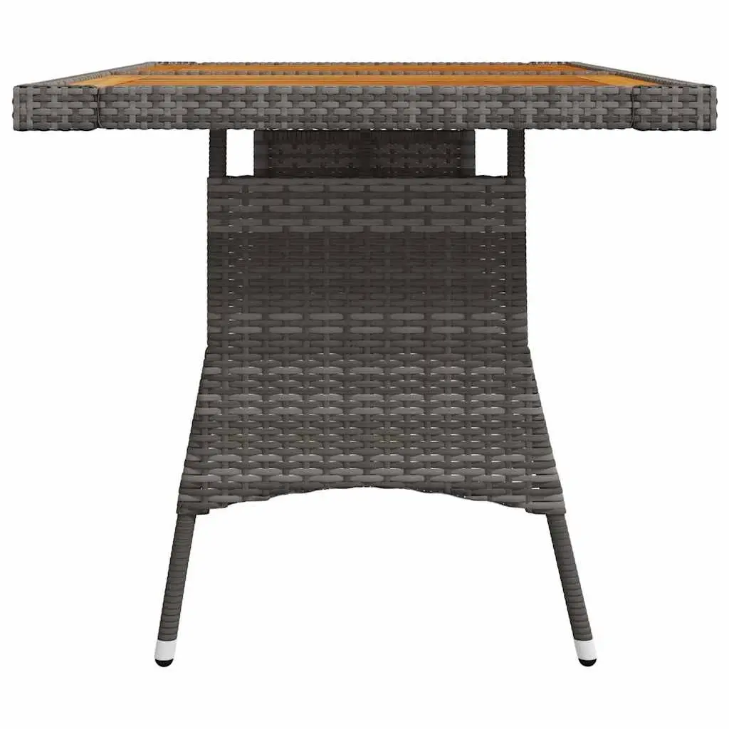Garden Dining Table Grey Solid Acacia Wood Top Powder-Coated Steel Frame 130x70x72cm
