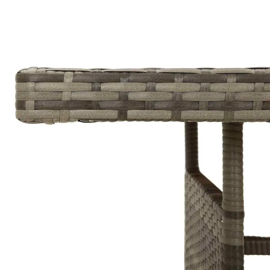 Outdoor Dining Table Grey Solid Acacia Wood Top Powder-coated Steel Frame PE Rattan Covering 160 x 70 x 72 cm
