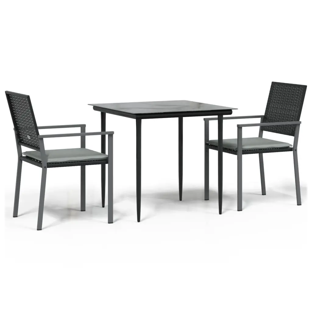 Garden Dining Set 3 Piece Outdoor Furniture Weather-resistant PE Rattan Steel Frame