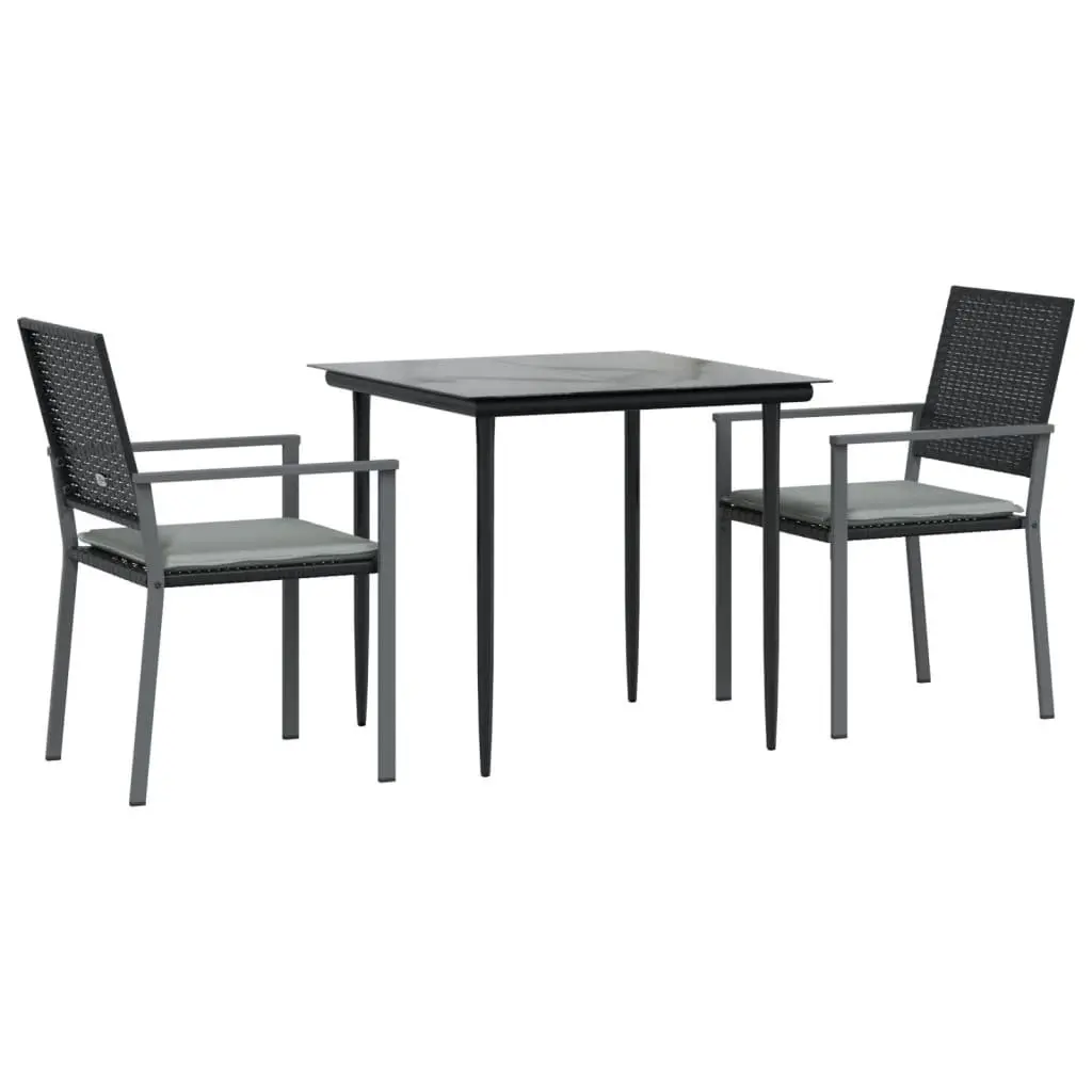 Garden Dining Set 3 Piece Outdoor Furniture Weather-resistant PE Rattan Steel Frame