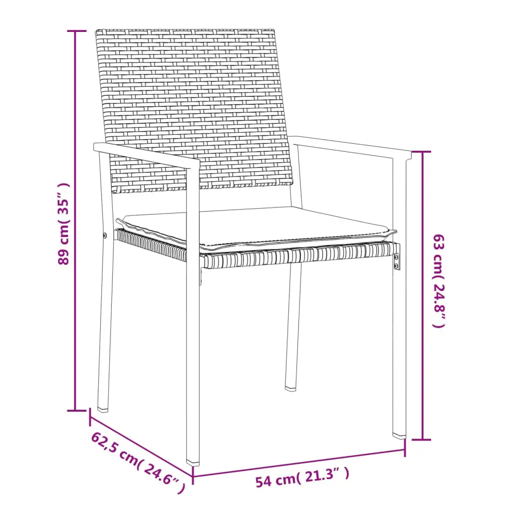 Garden Dining Set 3 Piece Outdoor Furniture Weather-resistant PE Rattan Steel Frame