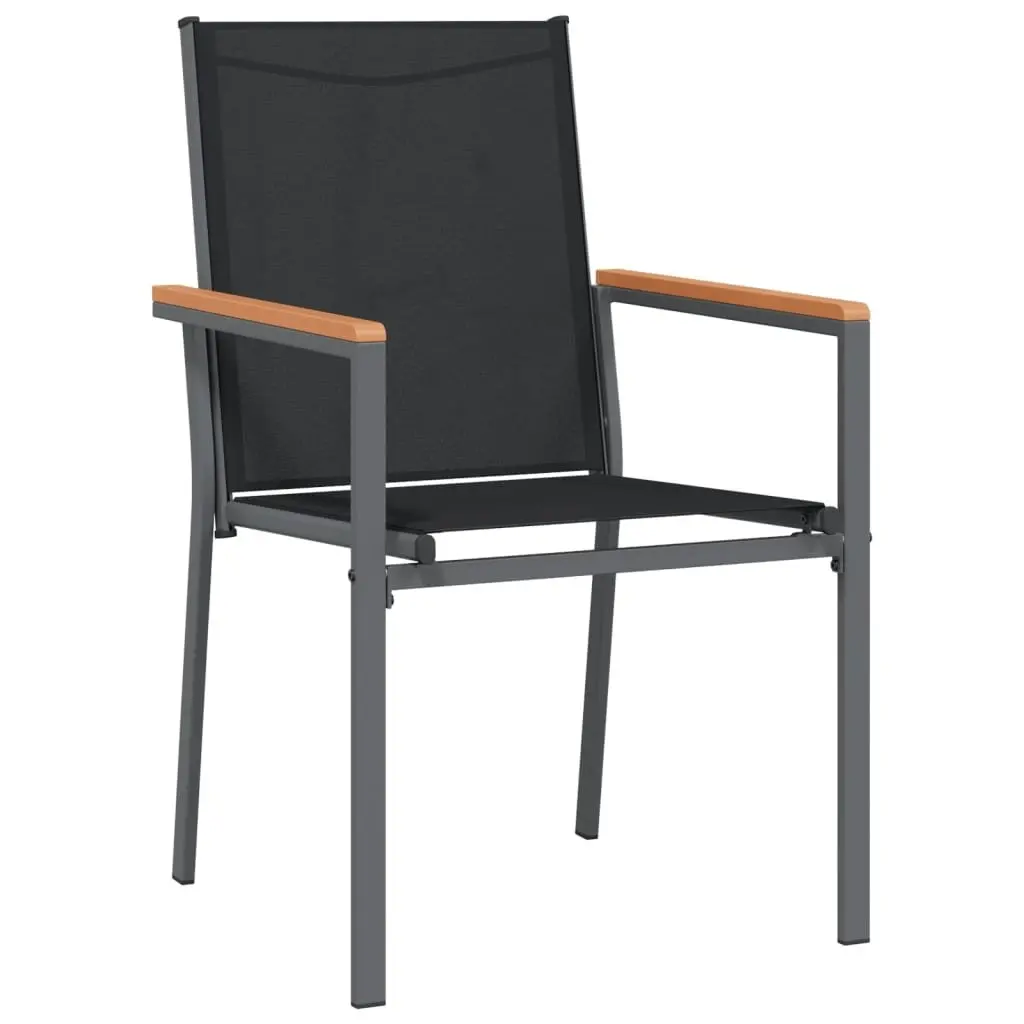 Garden Dining Set 5 Piece Black Steel Textilene Chairs Table
