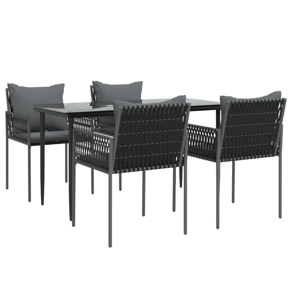 Garden Dining Set 5 Piece Outdoor Furniture Poly Rattan Steel Chairs Table