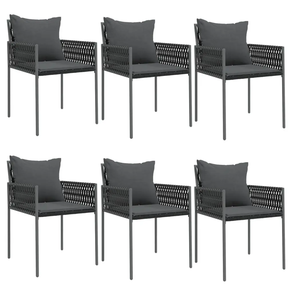 7 Piece Garden Dining Set Poly Rattan Steel Cushions