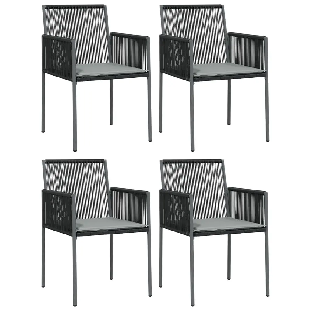 Outdoor Dining Set 5 Piece Black PE Rattan Cushioned Steel Frame