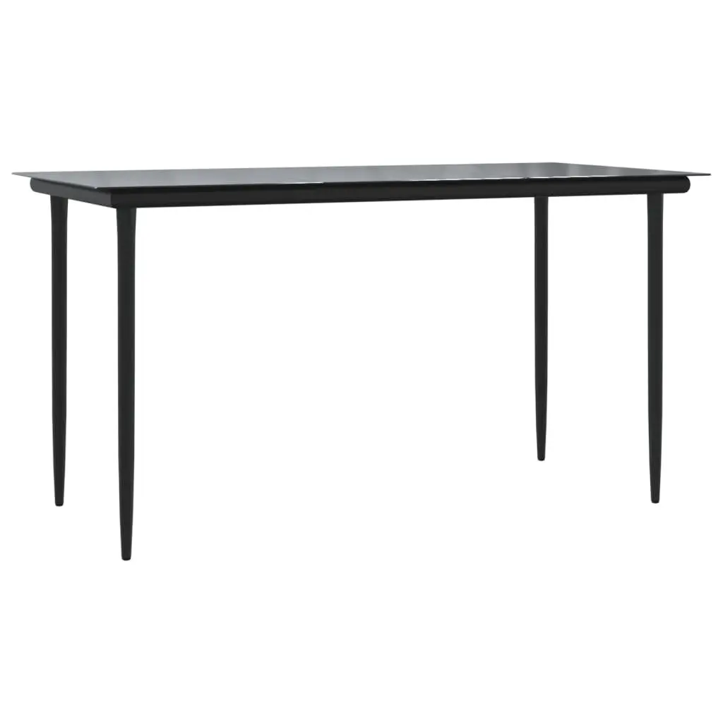 Outdoor Dining Set 5 Piece Black PE Rattan Cushioned Steel Frame