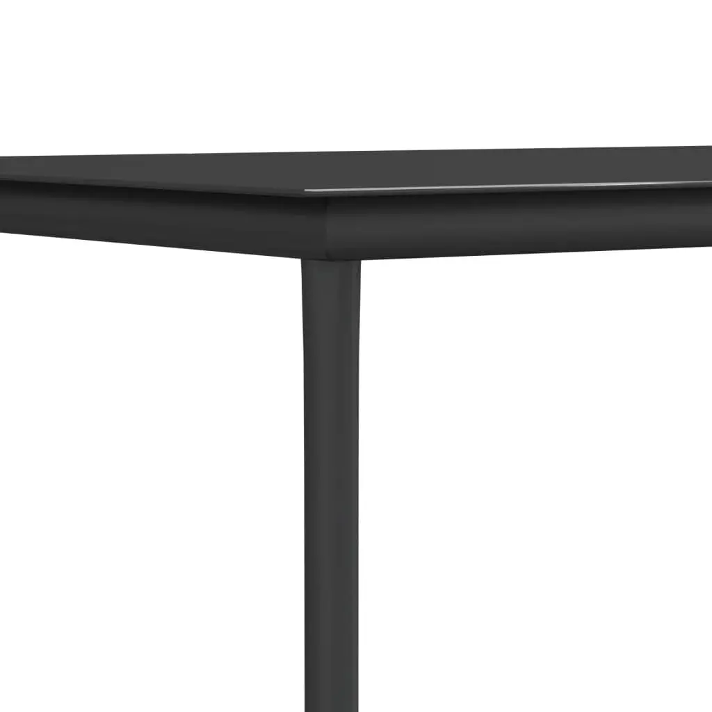 Outdoor Dining Set 5 Piece Black PE Rattan Cushioned Steel Frame