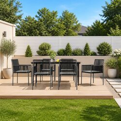 Join Friends Around This Black Rattan 7 Piece Dining Set
