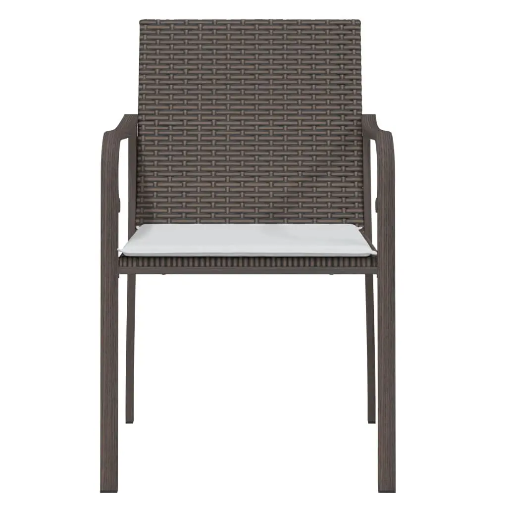 Outdoor Garden Chairs Set Brown Poly Rattan Patio Seating with Cushions 6 Piece