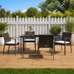 Outdoor Garden Chairs Set 4 pcs Brown with Cushions Poly Rattan Patio Seating