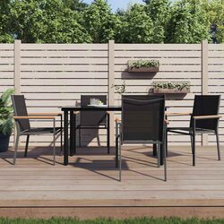 Friendly 4-Piece Black Steel and Textilene Garden Chair Set