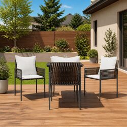 Garden Chairs 4pcs Brown Outdoor Seating PE Rattan Steel Frame with Cushions