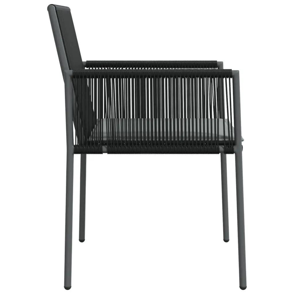 Outdoor Garden Chairs Set 4 pcs Black Poly Rattan with Cushions Patio Seating