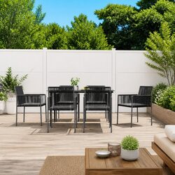 Black Outdoor Chair Set of 6 with Cushions